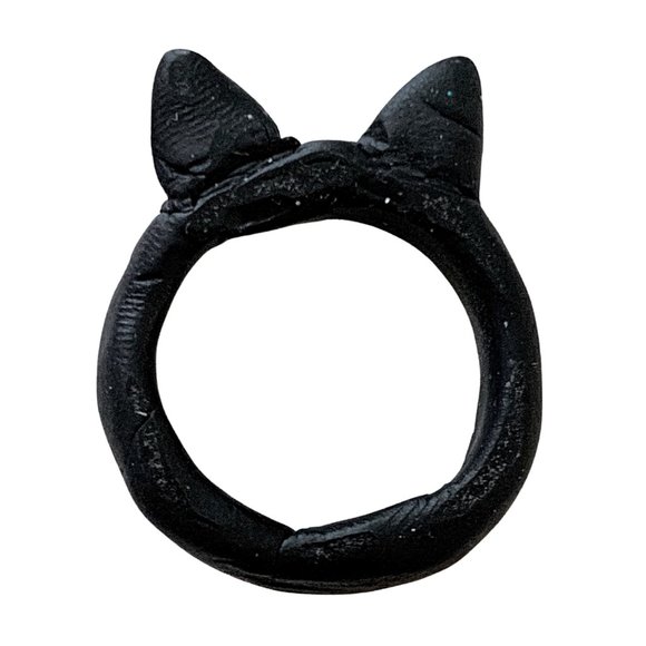 3/$25 Black Cat Ears Hand Crafted Polymer Clay Fashion Ring - Picture 5 of 7